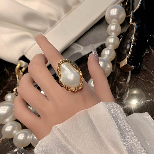 Big Pearl Open Rings for Women-Adjustable