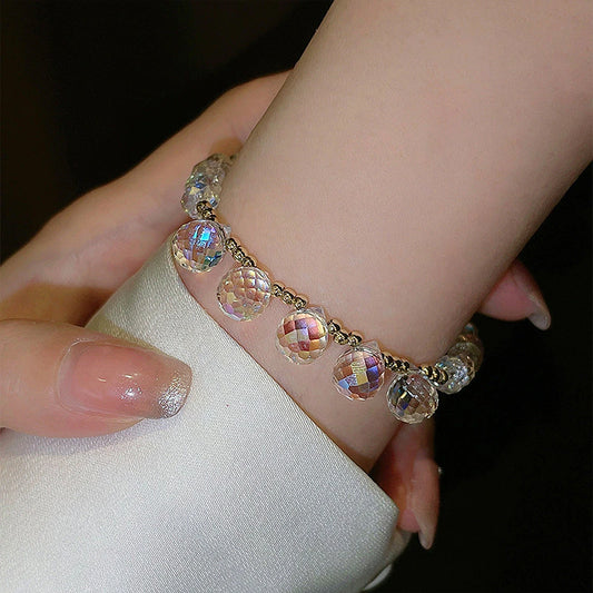 Beautiful Fashion Crystal Bracelet for Women-Adjustable Clear Beaded Bracelet